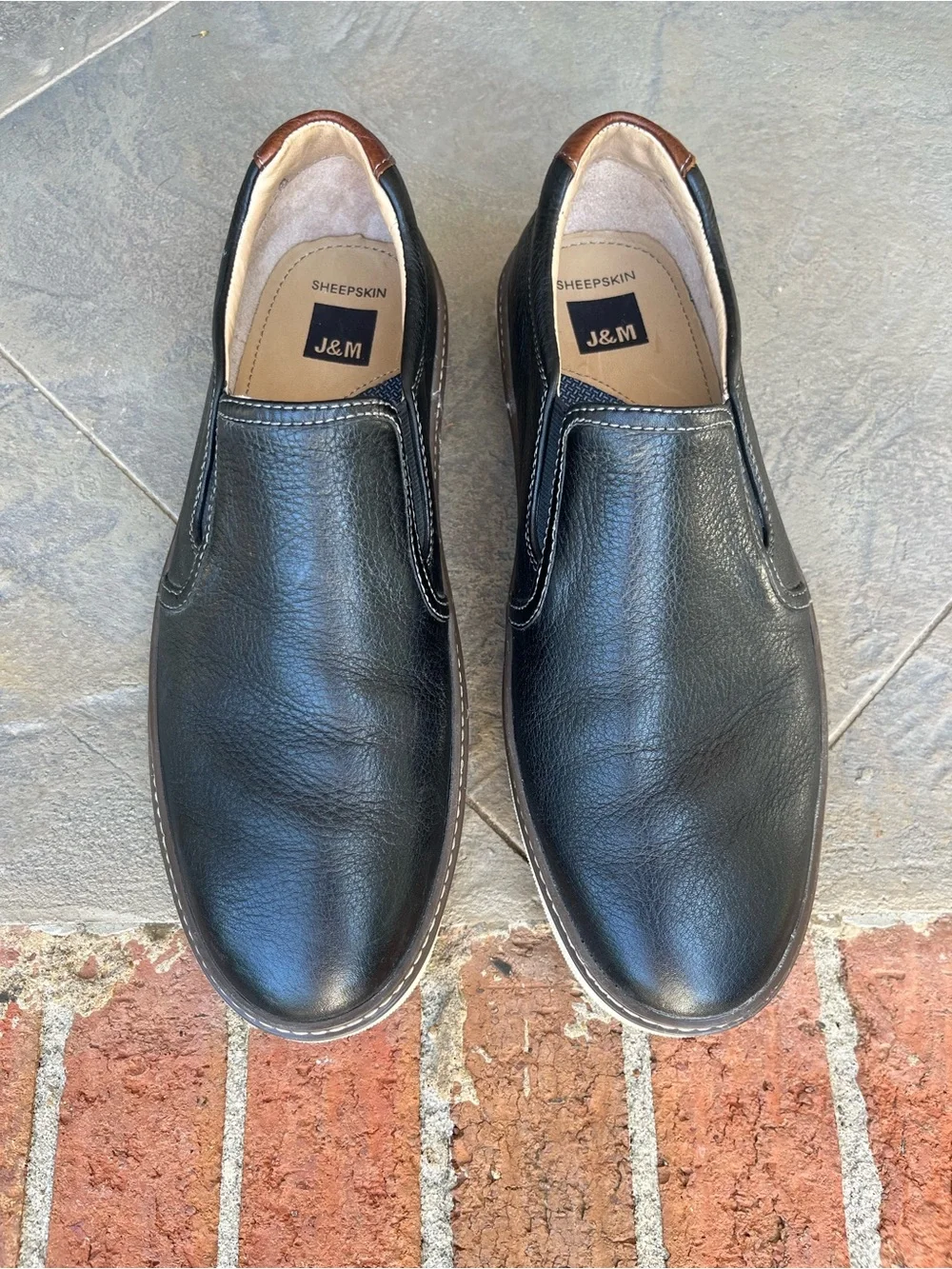 Johnson&Murphy McGuffy Black Slip-On Loafers Casual Comfort Sz 10